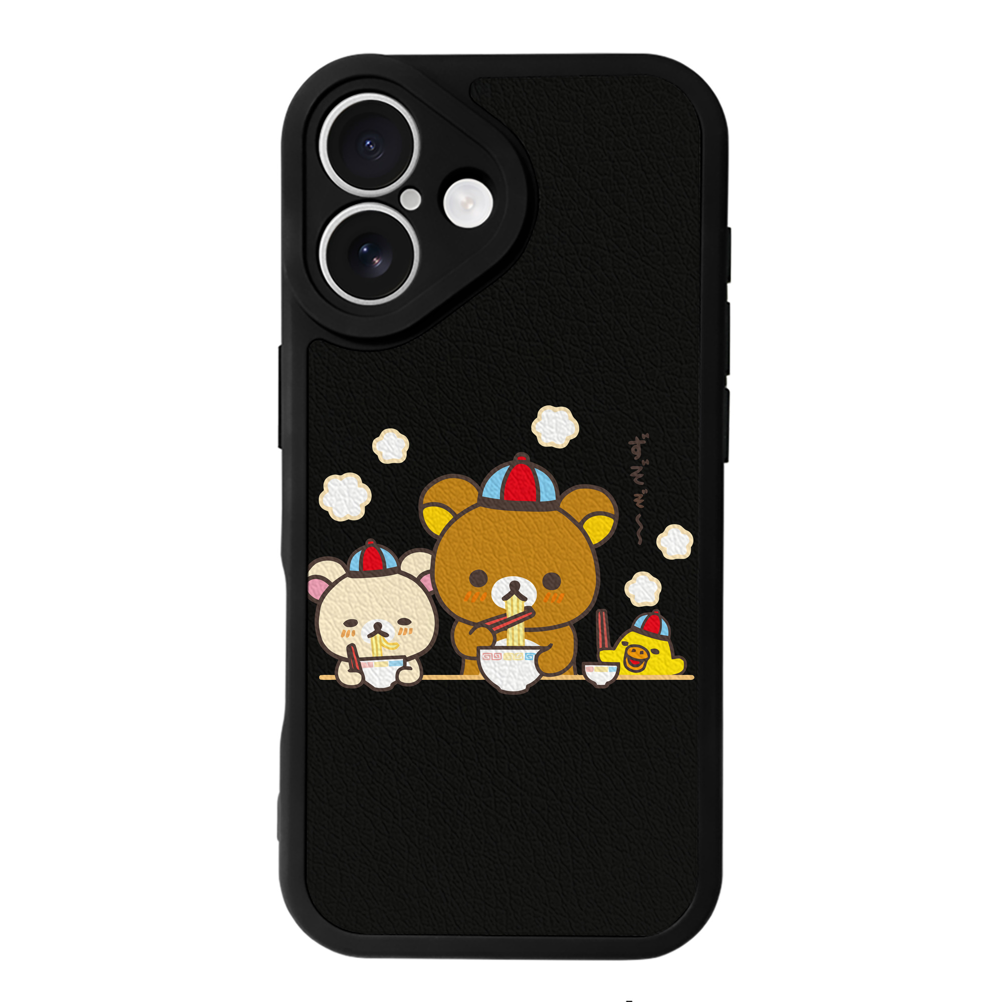 （画像用） リラックマ リラックマ キイロイトリ Rilakkuma Korilakkuma Kiiroitori 【iPhone 16シリーズ対応】シリコンスマホケース（レザー調） 材質：シリコン